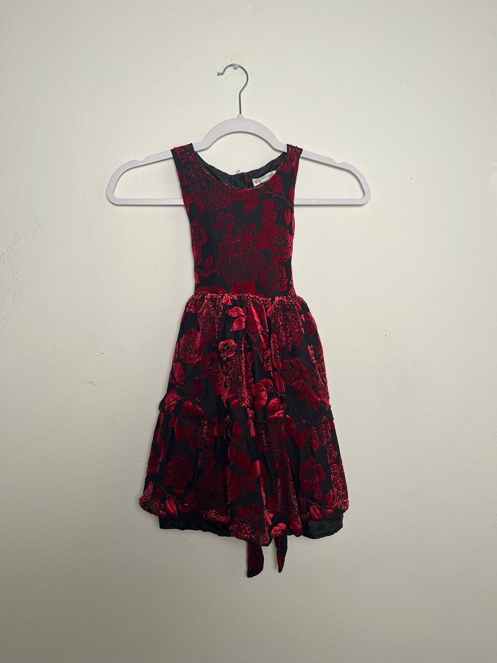 Nannette Kids Black Red Velvet Burnout Rose Holiday Dress Size 6